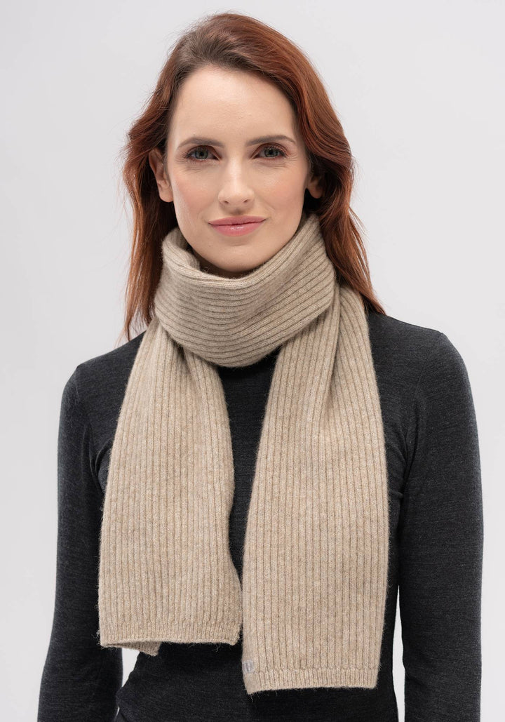 Unisex Ribbed Scarf Latte 0578