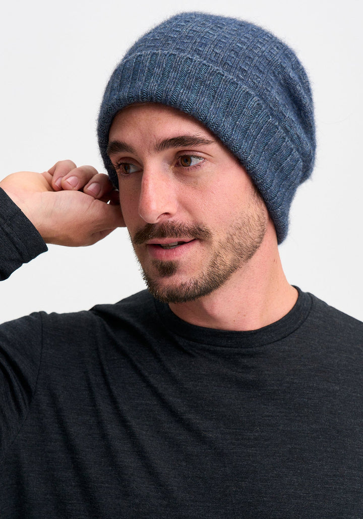 Unisex Merino Mink Slouchy Beanie River/Bluestone 0606