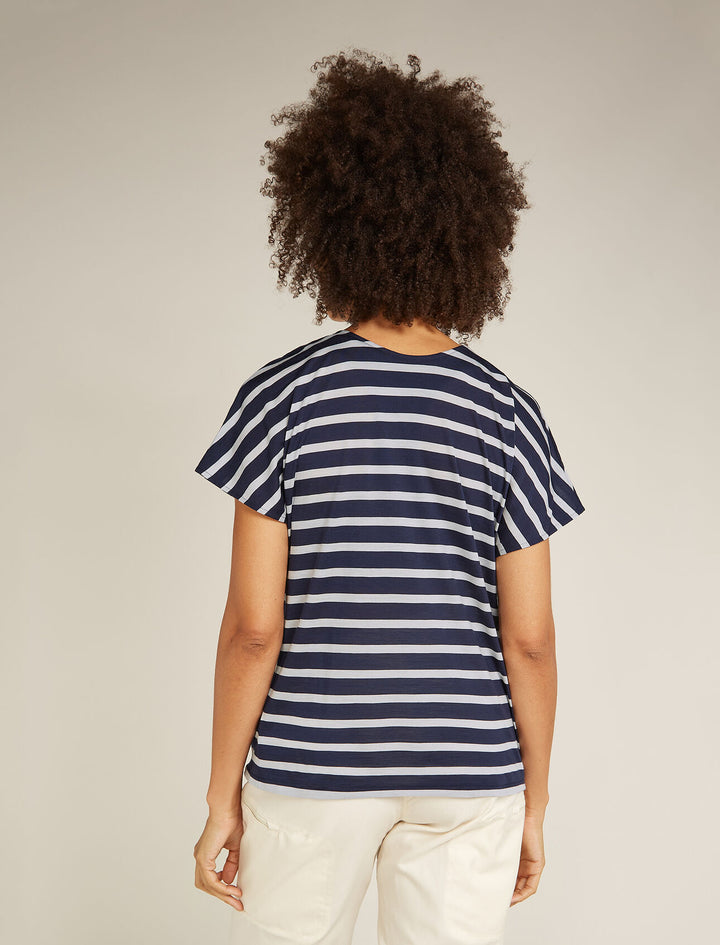 Womens Merino Blend Drayden Reversible SS Top Stripe Midnight Navy snow 0A56JL