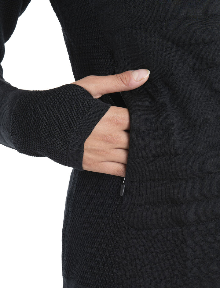 Womens ZoneKnit™ Merino Explore Long Sleeve Zip Hoodie Black 0A56SD