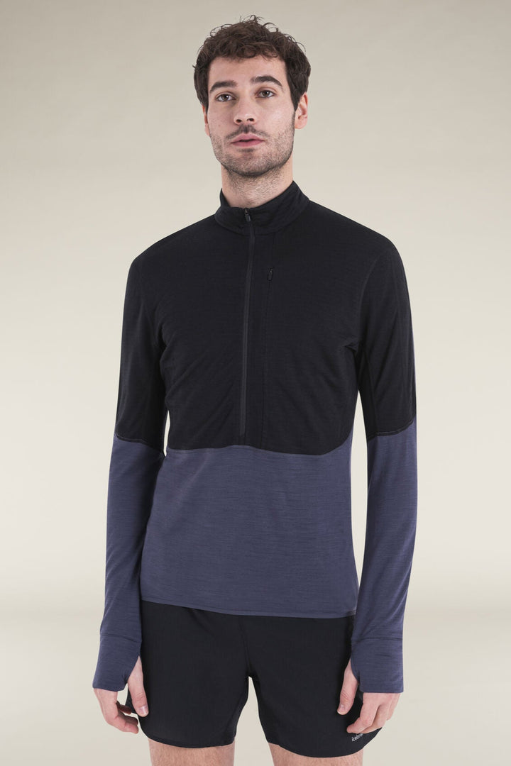 Mens Merino Blend 200 Realfleece™ Descender L S Half Zip Jacket Black/Graphite BA56VY