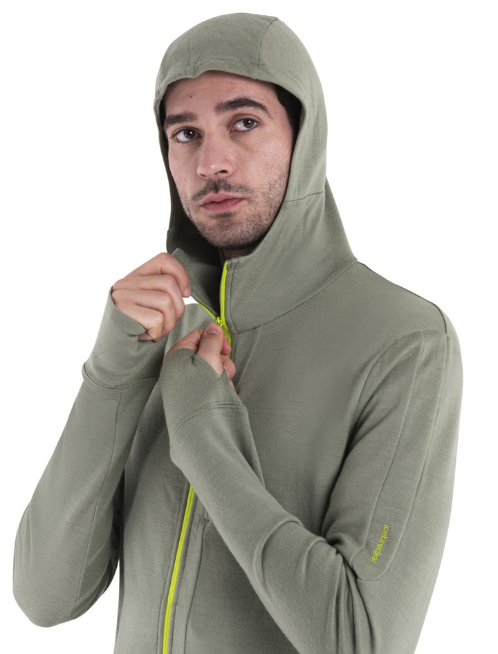 Mens Merino 260 Quantum IV LS Zip Hoodie Lichen/Hyper 0A56W2
