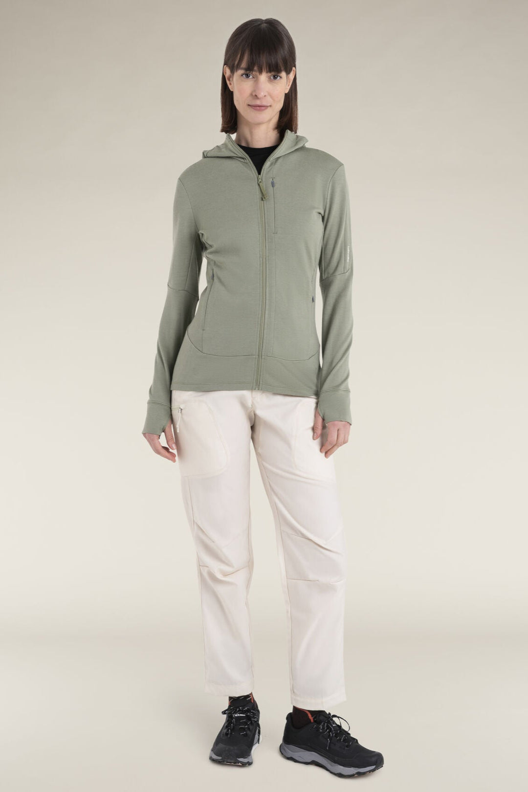 Womens Merino 260 Quantum Long Sleeve Zip Hoodie Lichen BA56XR