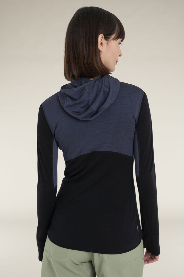 Womens Merino Blend 200 Realfleece™ Descender L S Zip Hoodie Graphite Black BA56YN