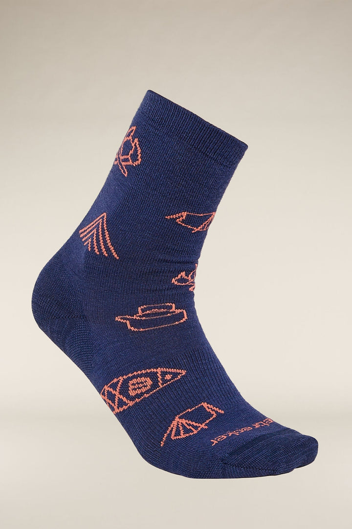 Womens Merino Lifestyle Ultralight Crew Socks Camp Essential Royal/Tangerine 0A574D