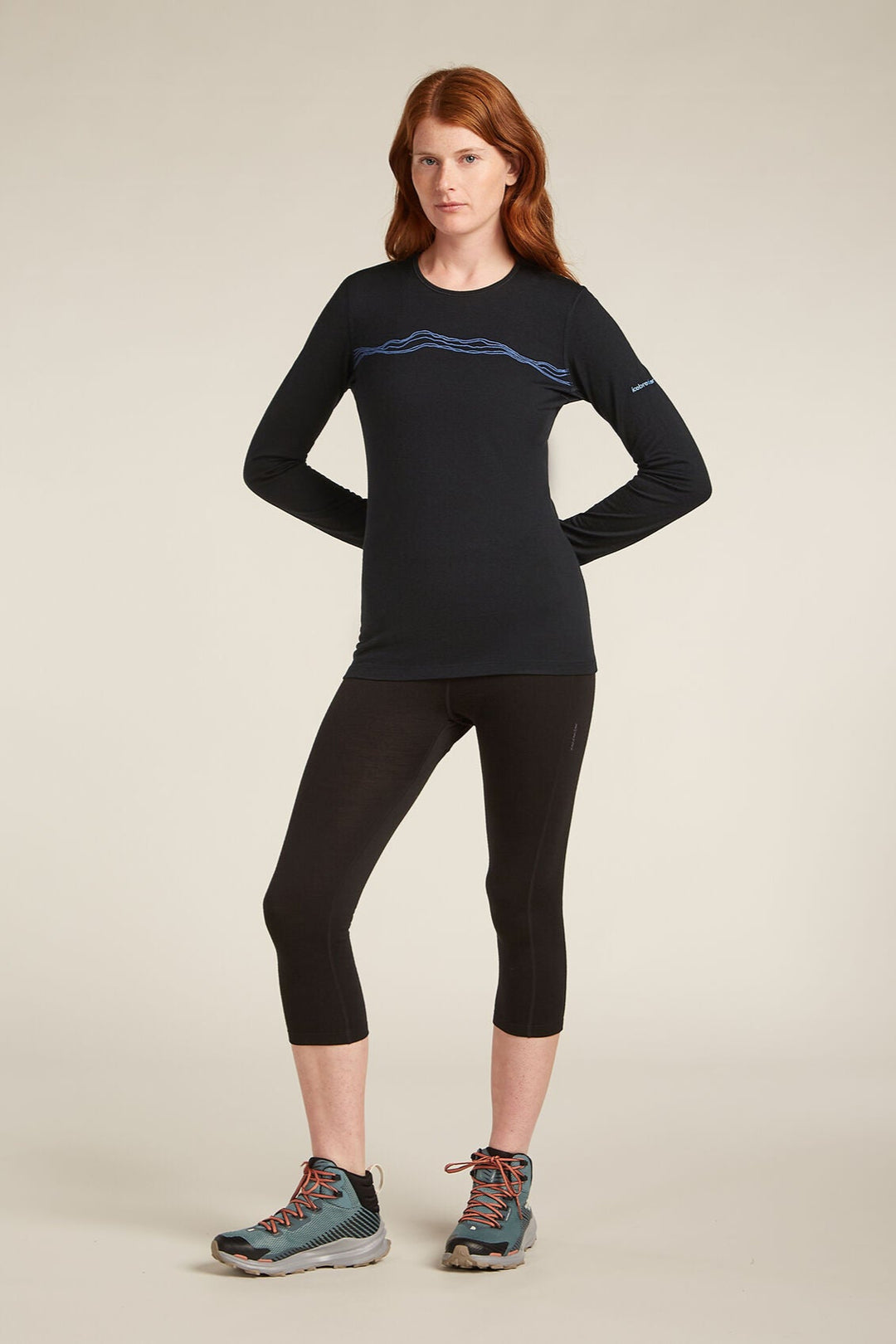 Womens Merino 200 Oasis Long Sleeve Crewe  Mountain Pulse Black 0A574V