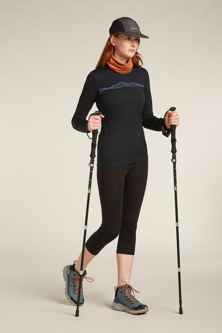 Womens Merino 200 Oasis Long Sleeve Crewe  Mountain Pulse Black 0A574V