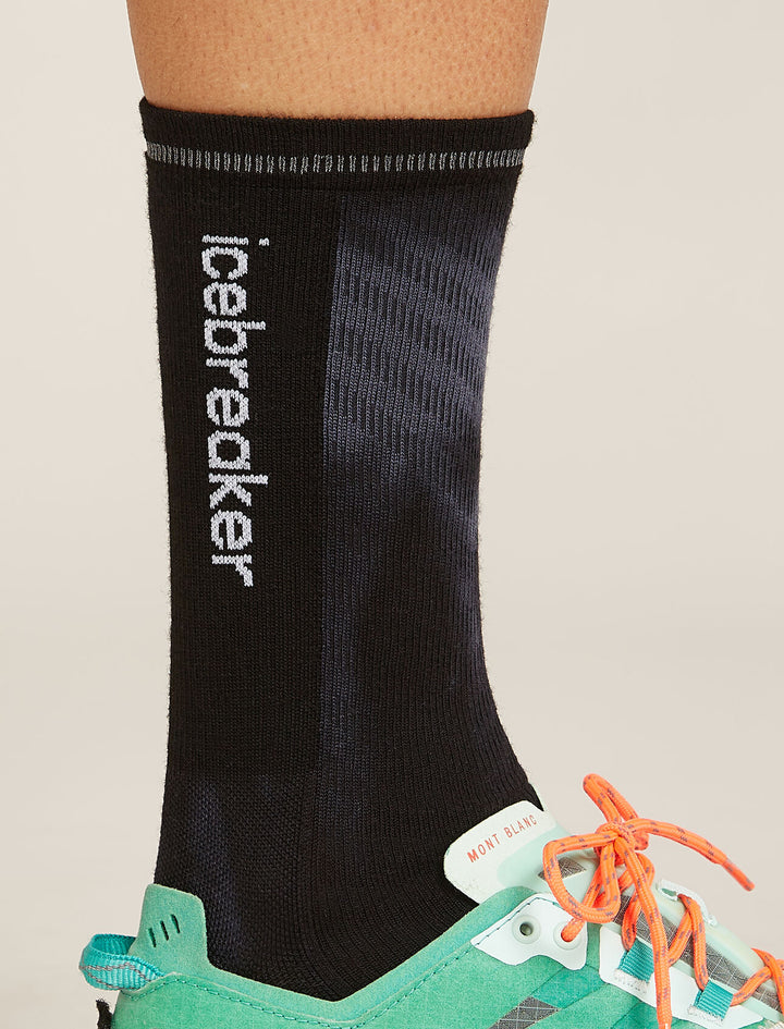 Womens Merino Blend Run+ Ultralight Crew Socks Cloud Dye Graphite/Black  0A575N