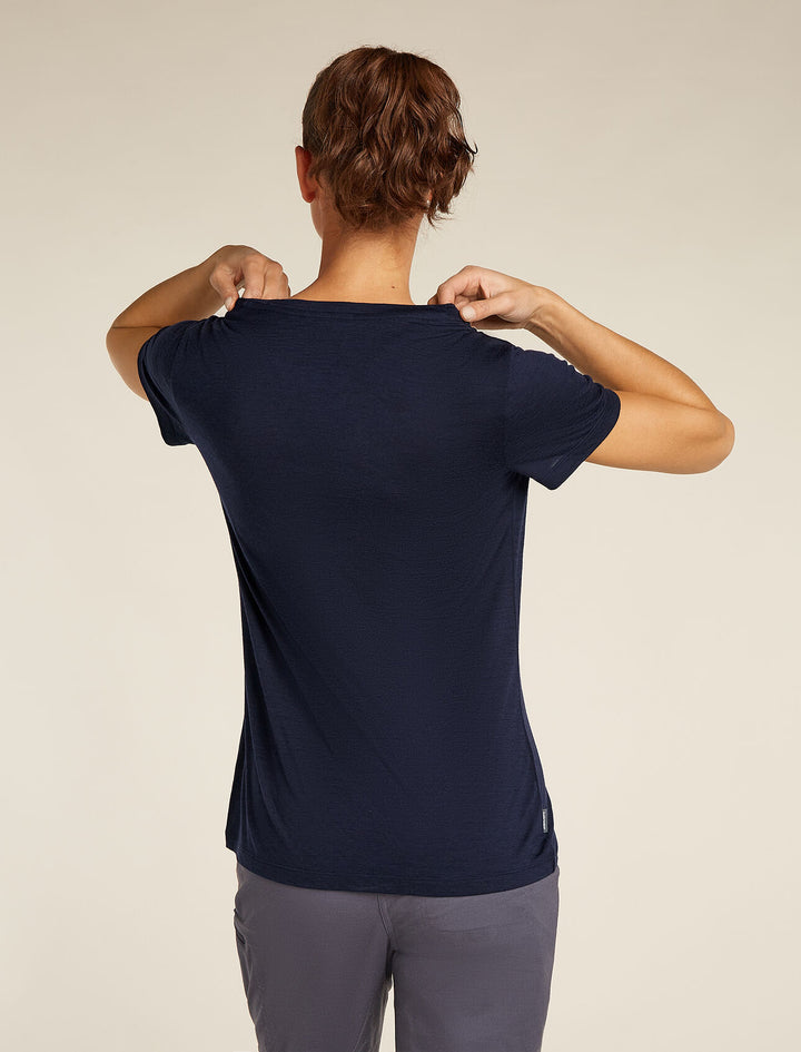 Womens Merino 150 Tech Lite S S Scoop T-Shirt Tee Panax Midnight Navy A576Q