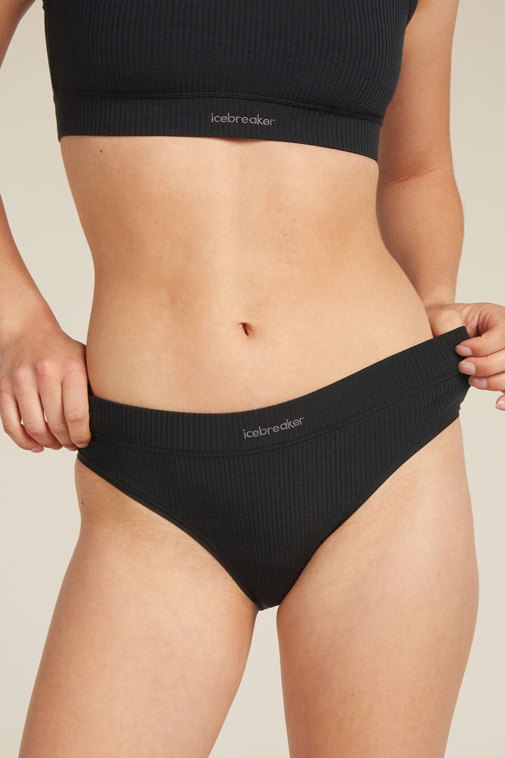 Womens Merino Blend Rib Lotus Hipster Black 0A5778