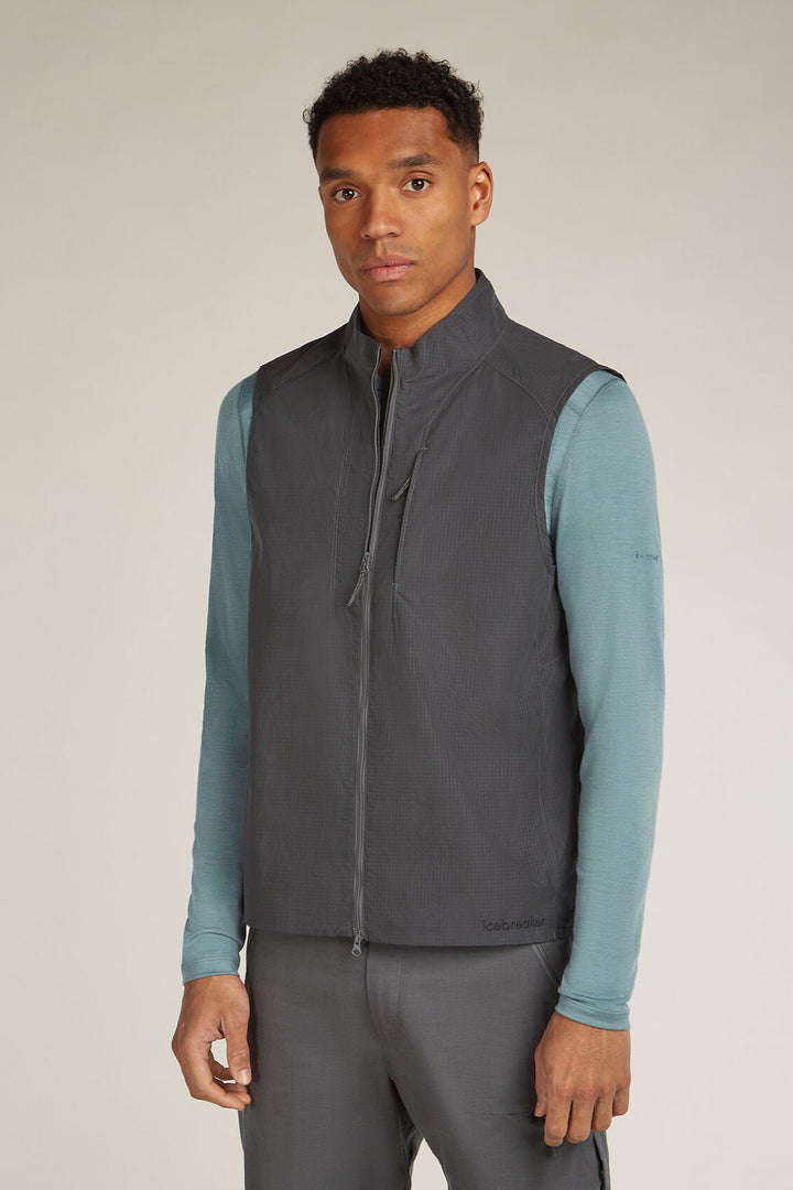 Mens Shell +™ Cotton Elevation Windbreaker Vest Obsidian 0A577S