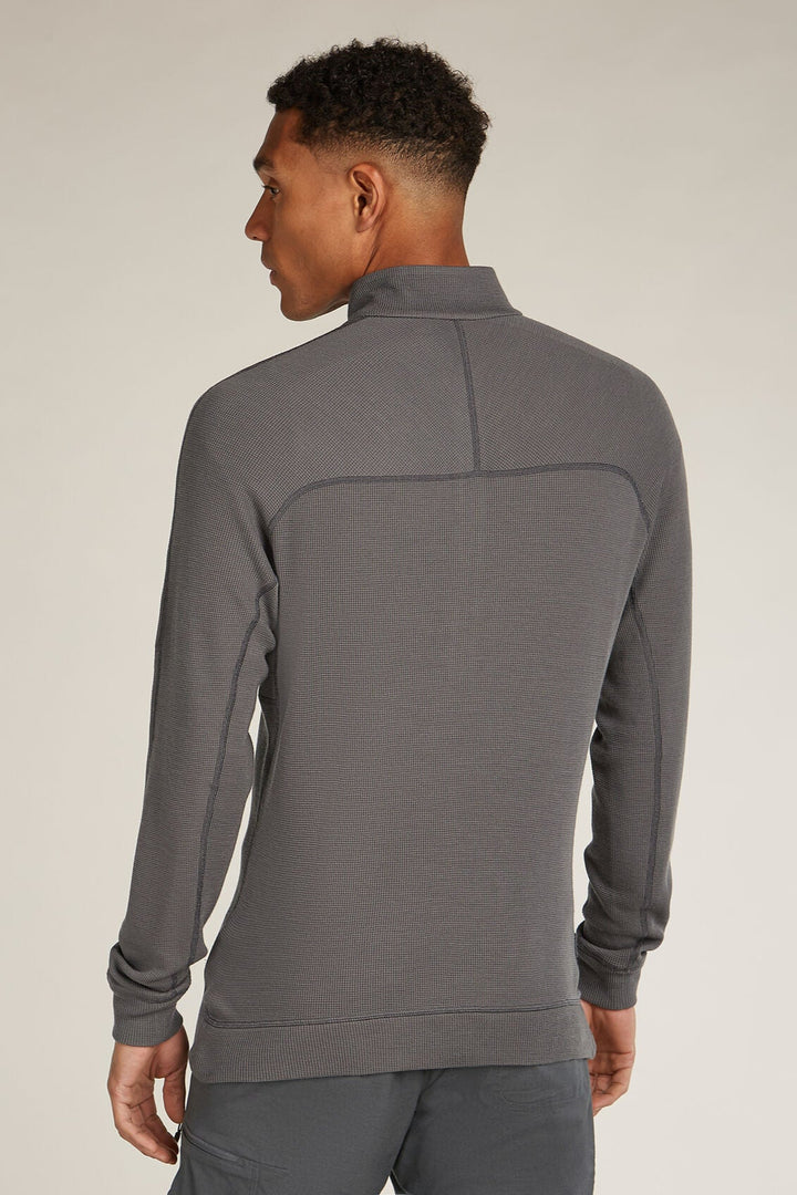 Mens Merino 260 Waffle Knit Wander Long Sleeve Half Zip Obsisian  0A577U