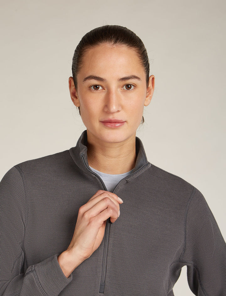 Womens 260 Waffle Knit Wander LLS  1/2Zip Top Obsidian  0A577V