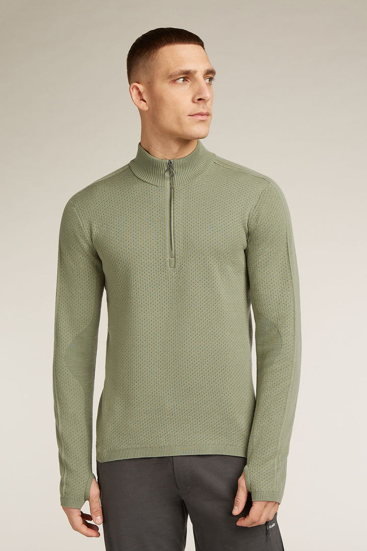Mens Merino Anniversary Original Long Sleeve Half Zip Lichen  0A579D