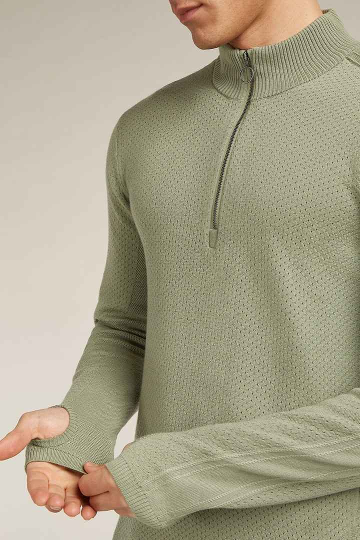 Mens Merino Anniversary Original Long Sleeve Half Zip Lichen  0A579D