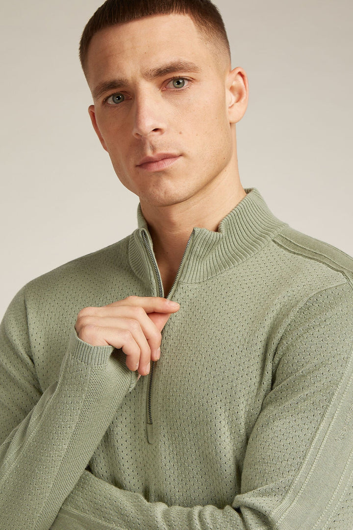 Mens Merino Anniversary Original Long Sleeve Half Zip Lichen  0A579D