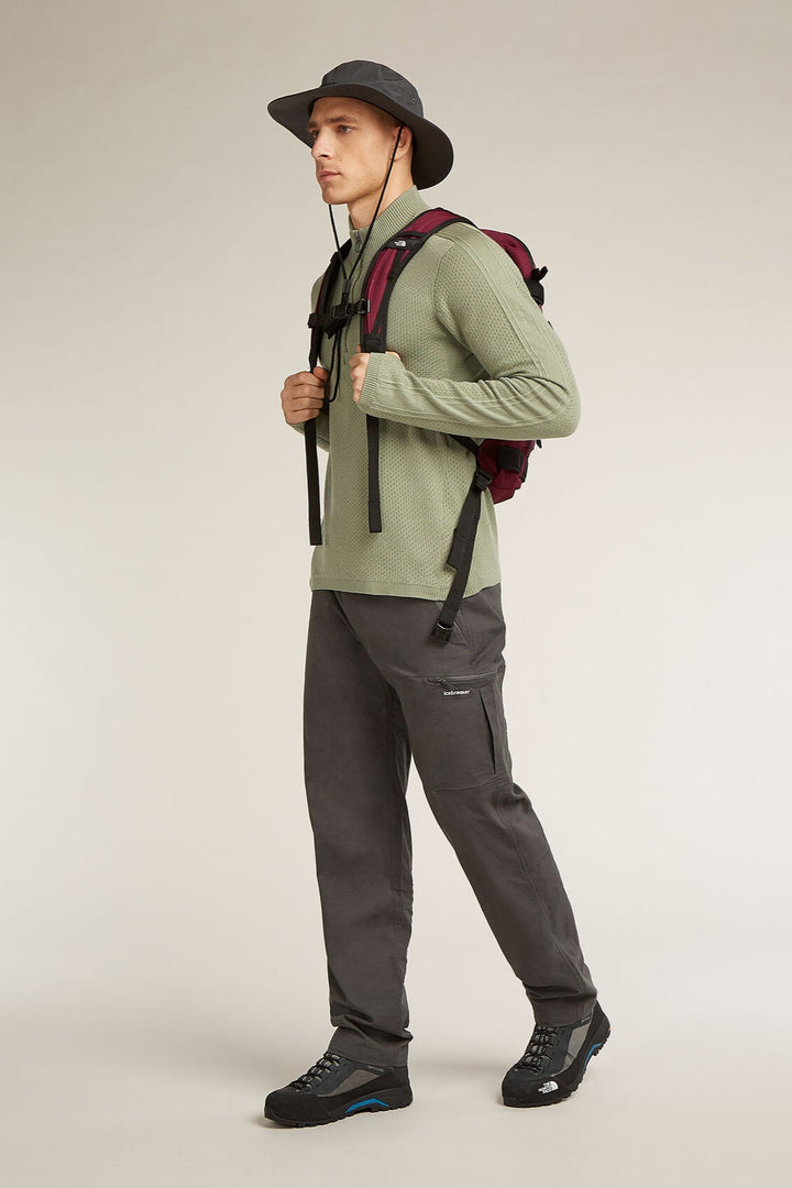 Mens Merino Anniversary Original Long Sleeve Half Zip Lichen  0A579D