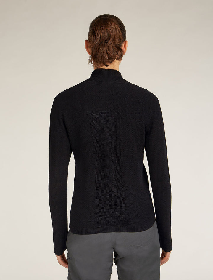Womens Merino icebreaker Anniversary Original L S Half Zip Black 0A579E