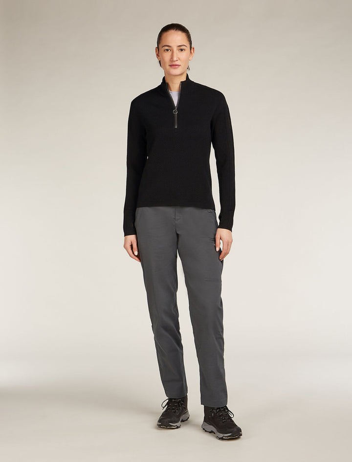 Womens Merino icebreaker Anniversary Original L S Half Zip Black 0A579E