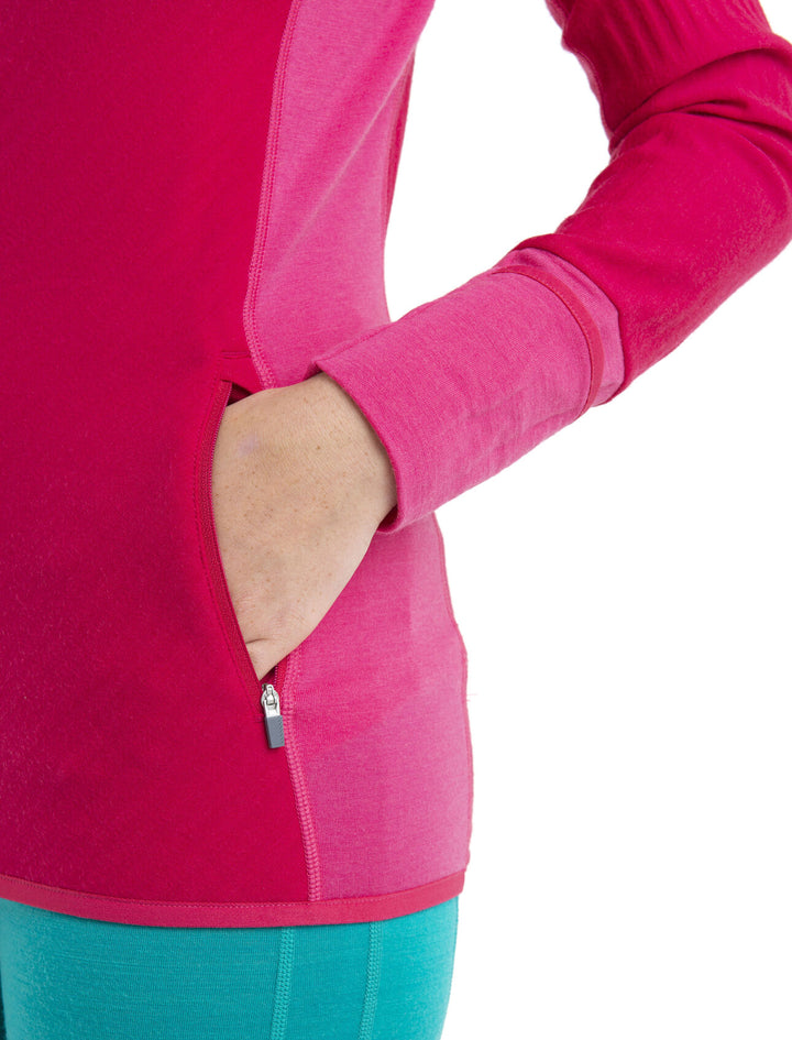 Womens RealFleece™ Merino Descender Long Sleeve Zip Jacket Electron Pink / Tempo 103900