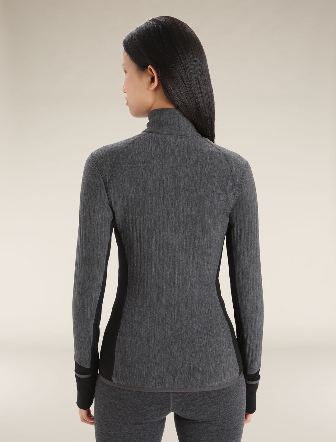 Womens Descender Long Sleeve Zip Jacket Jet Heather/Black B03900