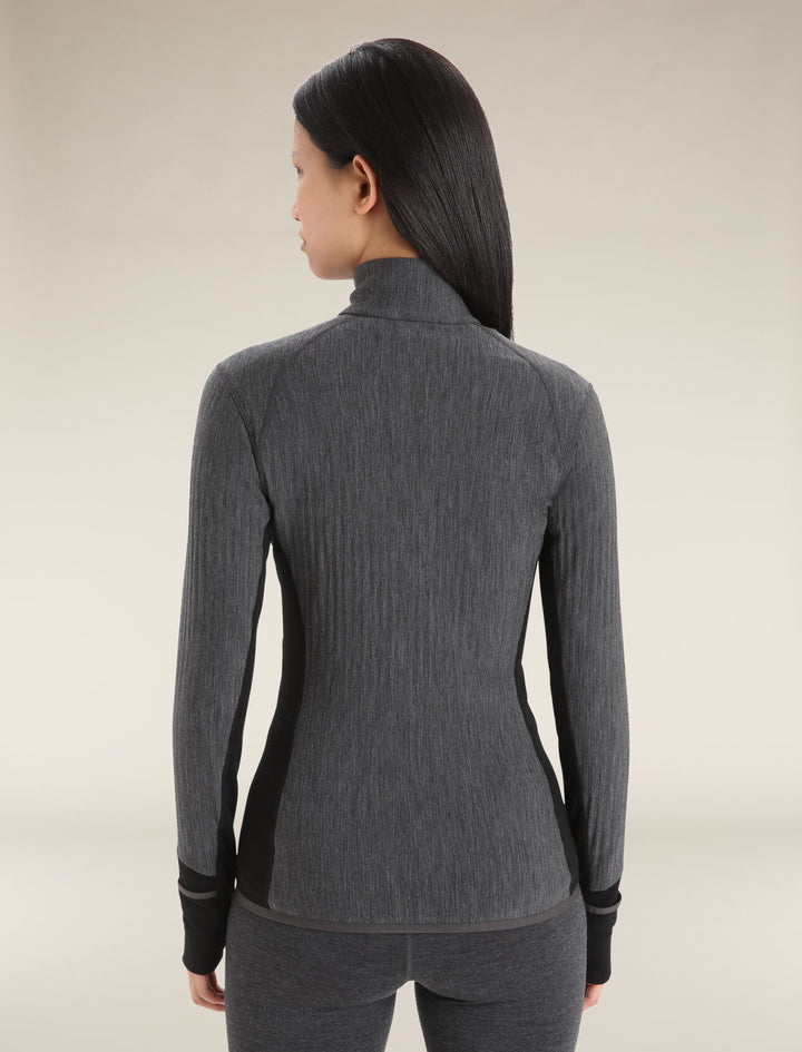 Womens Descender Long Sleeve Zip Jacket Jet Heather/Black B03900