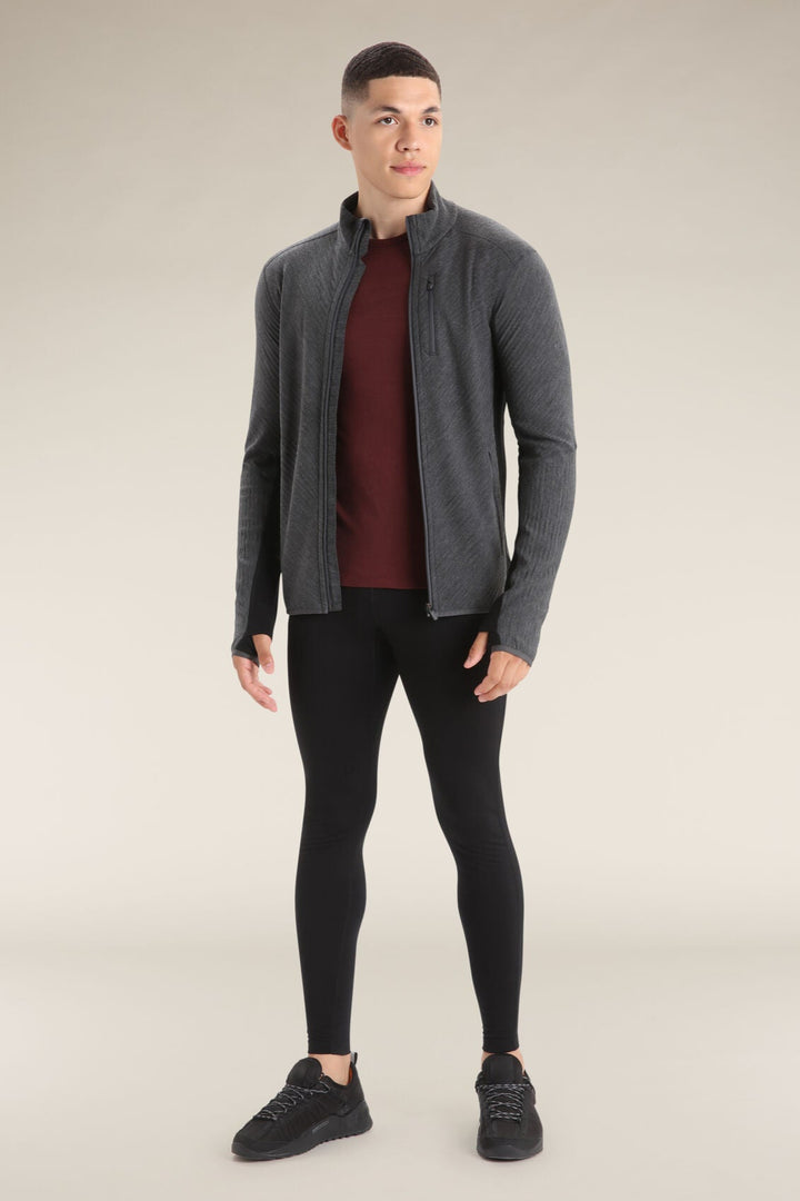 Mens Descender Long Sleeve Zip Jacket Jet HTHR / Black B04853