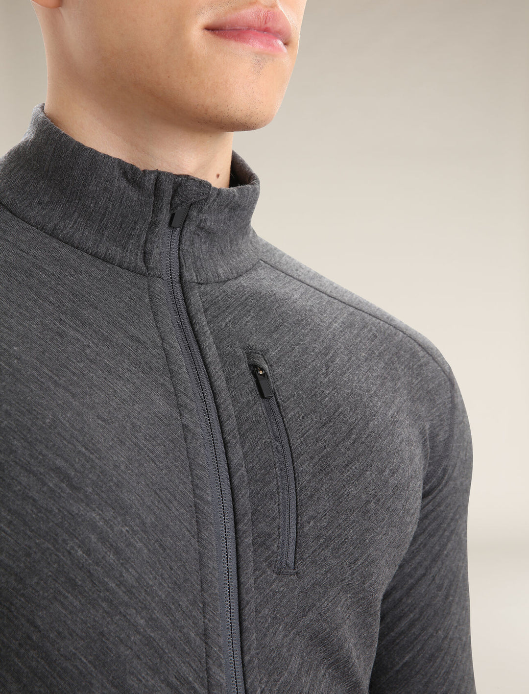 Mens Descender Long Sleeve Zip Jacket Jet HTHR / Black B04853