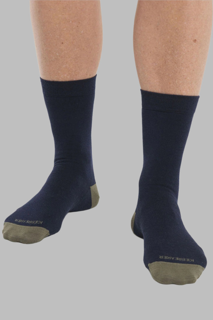 Womens Merino Lifestyle Fine Gauge Crew Socks Midnight Navy/ Loden 105253