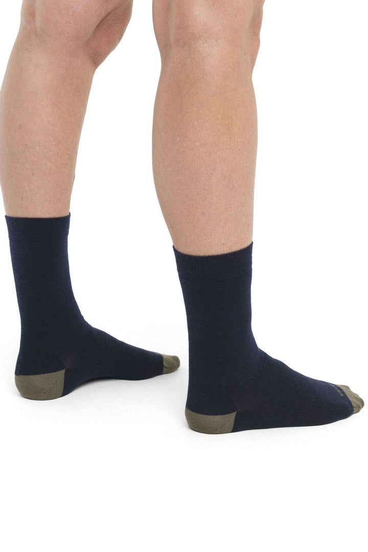 Womens Merino Lifestyle Fine Gauge Crew Socks Midnight Navy/ Loden 105253