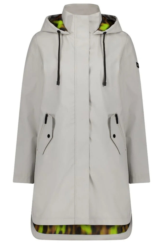 Womens Rain Coat-Billie-Ice Crystal with Big Cat Blur