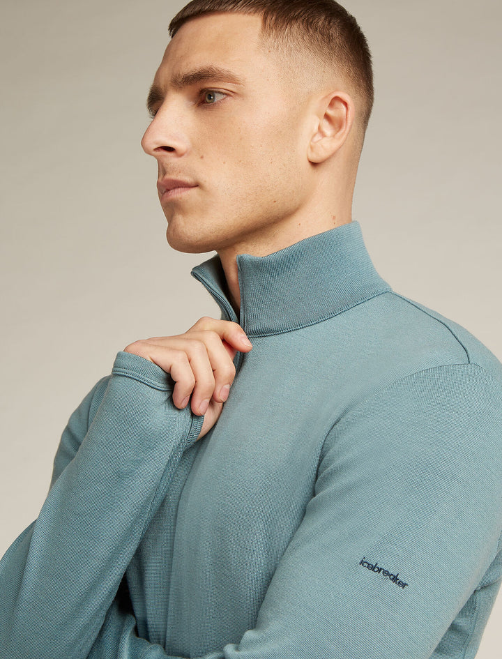 Mens Merino 300 Original Long Sleeve Half Zip Top Blue Ash B00871