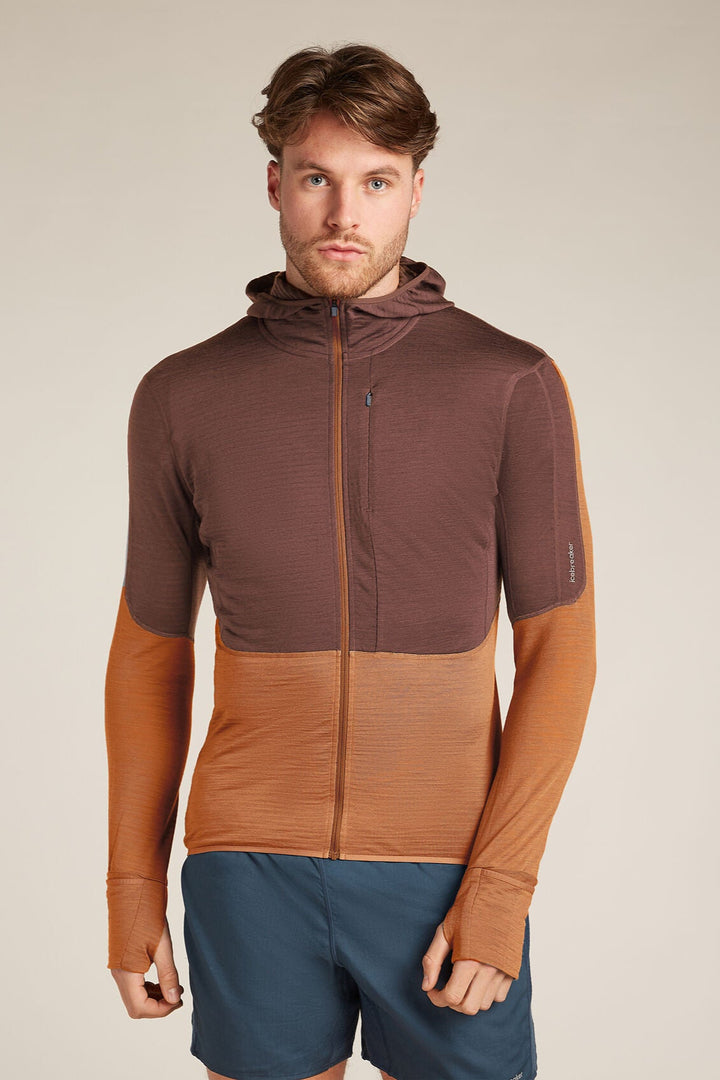 Mens Merino Blend 200 Realfleece™ Descender LS Zip Hoodie Carob Dusty Clay BA56VZ