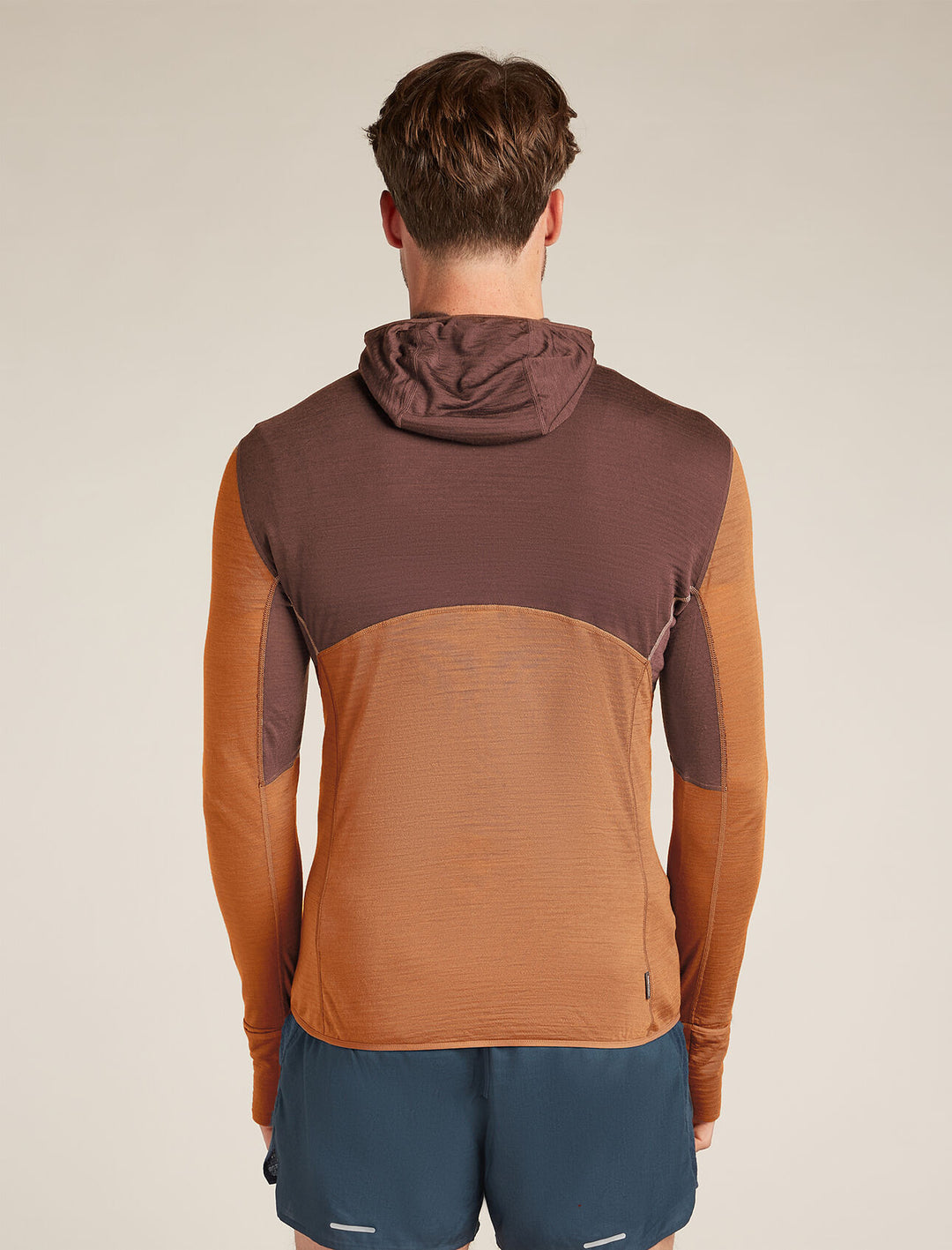 Mens Merino Blend 200 Realfleece™ Descender LS Zip Hoodie Carob Dusty Clay BA56VZ