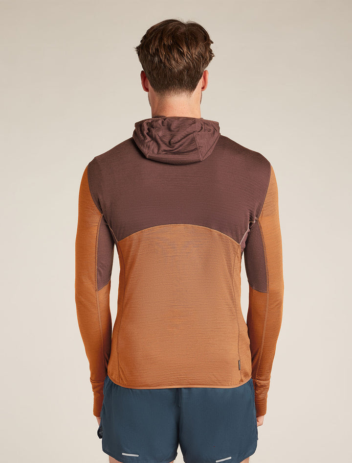 Mens Merino Blend 200 Realfleece™ Descender LS Zip Hoodie Carob Dusty Clay BA56VZ