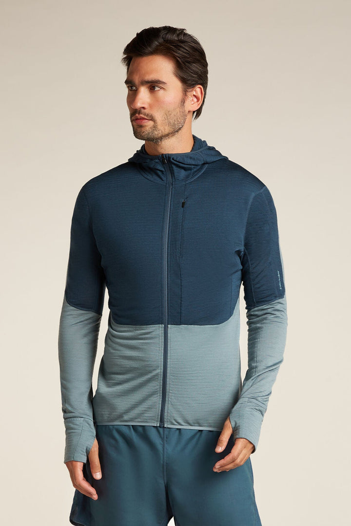 Mens Merino Blend 200 Realfleece™ Descender LS Zip Hoodie Abyss/Blue Ash BA56VZ