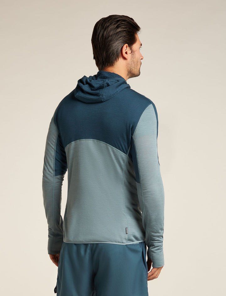 Mens Merino Blend 200 Realfleece™ Descender LS Zip Hoodie Abyss/Blue Ash BA56VZ