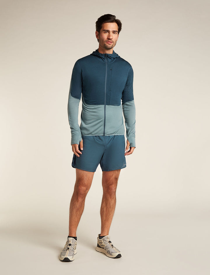 Mens Merino Blend 200 Realfleece™ Descender LS Zip Hoodie Abyss/Blue Ash BA56VZ