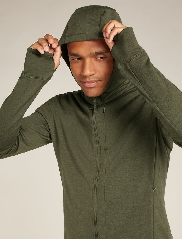 Mens Merino 260 Quantum Long Sleeve Zip Hoodie Loden BA56W2