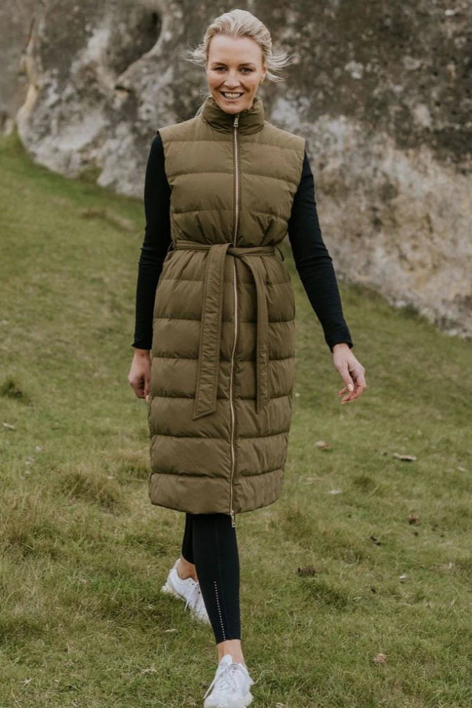 Womens Bella 90/10 Down Maxi Vest - Loden