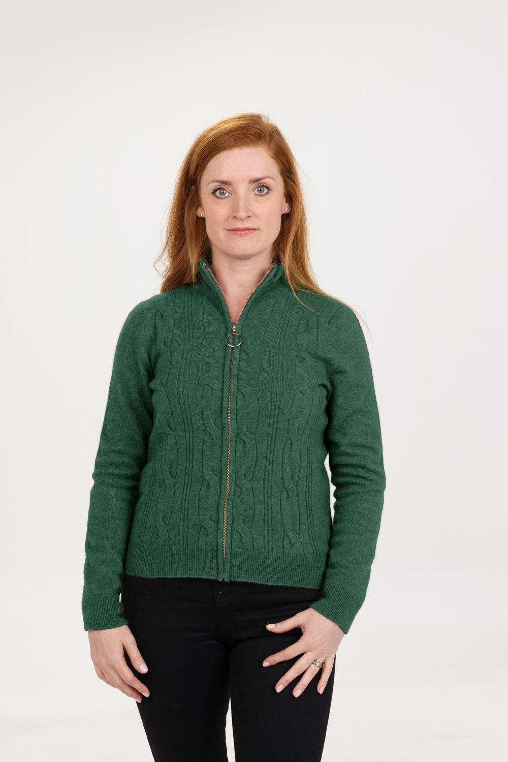 Womens Classic Crop Cable Jacket Deep sage NB871