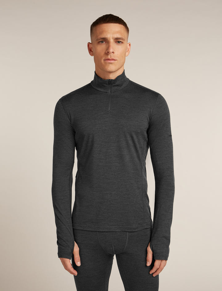 Mens 200 Merino Fine Ace Long Sleeve Half Zip Jet Heather 0A5767