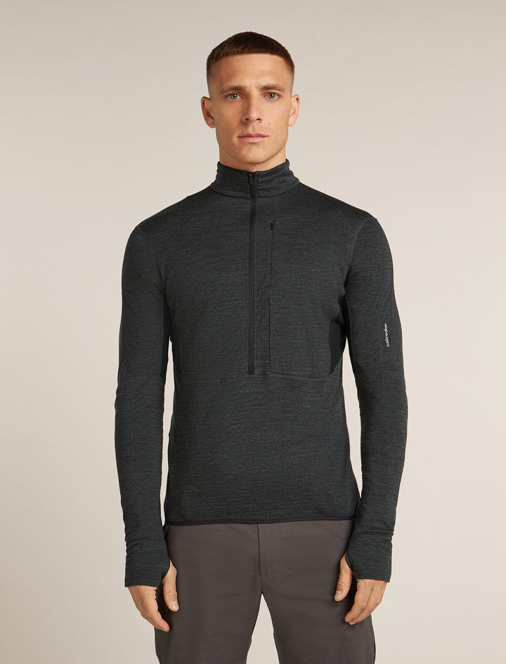 Mens Merino Blend 200 Realfleece™ Descender L S Half Zip Jacket Jet/Heather/Black/CB BA56VY