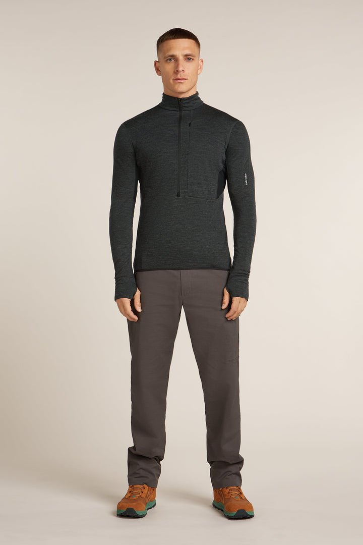 Mens Merino Blend 200 Realfleece™ Descender L S Half Zip Jacket Jet/Heather/Black/CB BA56VY