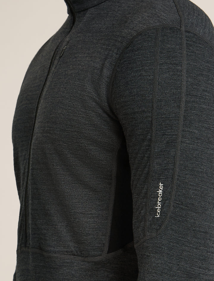 Mens Merino Blend 200 Realfleece™ Descender L S Half Zip Jacket Jet/Heather/Black/CB BA56VY