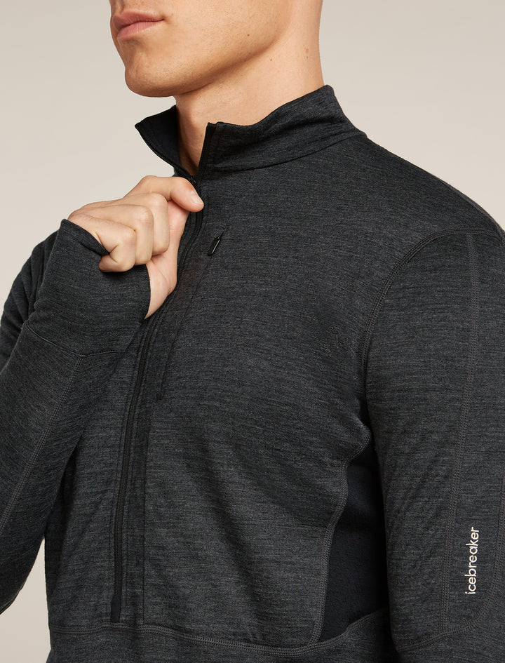 Mens Merino Blend 200 Realfleece™ Descender L S Half Zip Jacket Jet/Heather/Black/CB BA56VY