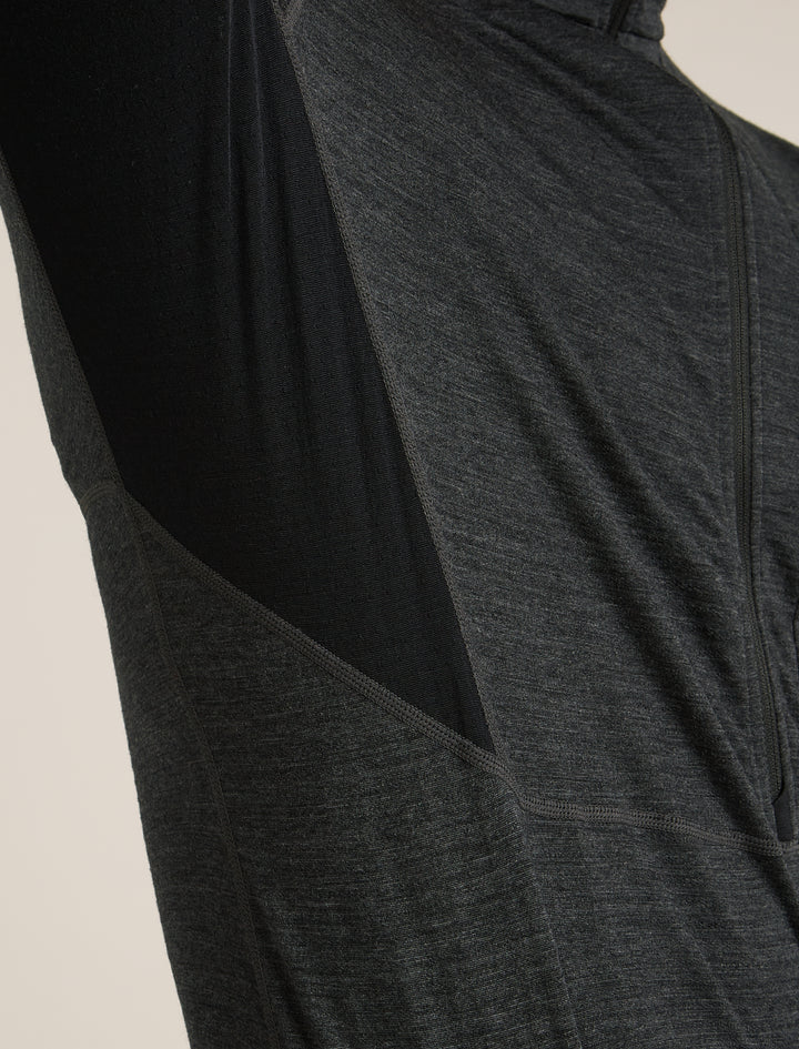 Mens Merino Blend 200 Realfleece™ Descender L S Half Zip Jacket Jet/Heather/Black/CB BA56VY
