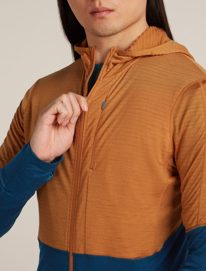 Mens Merino Blend 200 Realfleece™ Descender LS Zip Hoodie Trail/Atlantis/CB BA56VZ