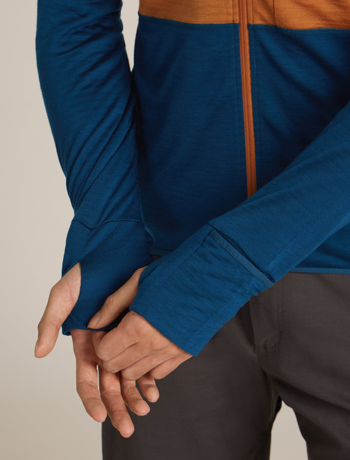 Mens Merino Blend 200 Realfleece™ Descender LS Zip Hoodie Trail/Atlantis/CB BA56VZ