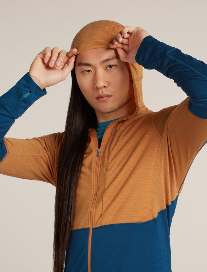 Mens Merino Blend 200 Realfleece™ Descender LS Zip Hoodie Trail/Atlantis/CB BA56VZ